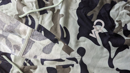 Camouflage Drawstring V Neck Hoodie